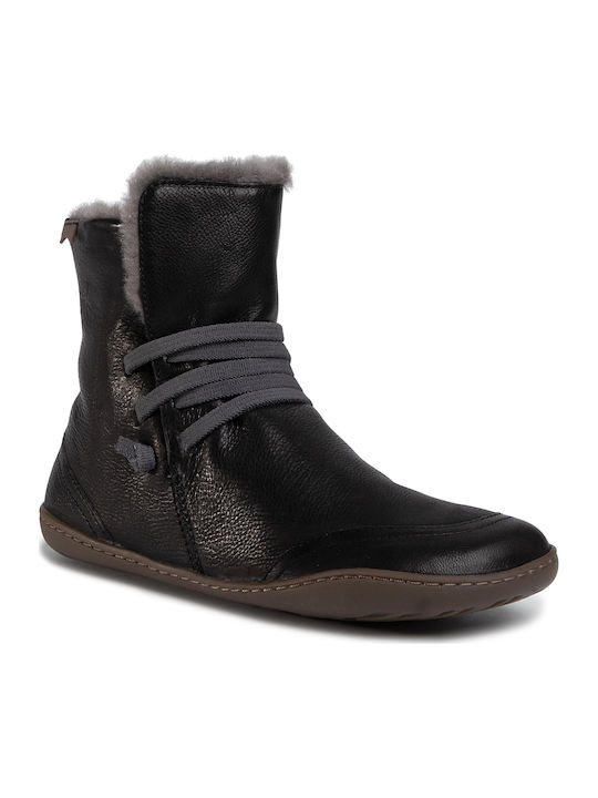 Peu Cami Leather Women's Ankle Boots with Fur Black