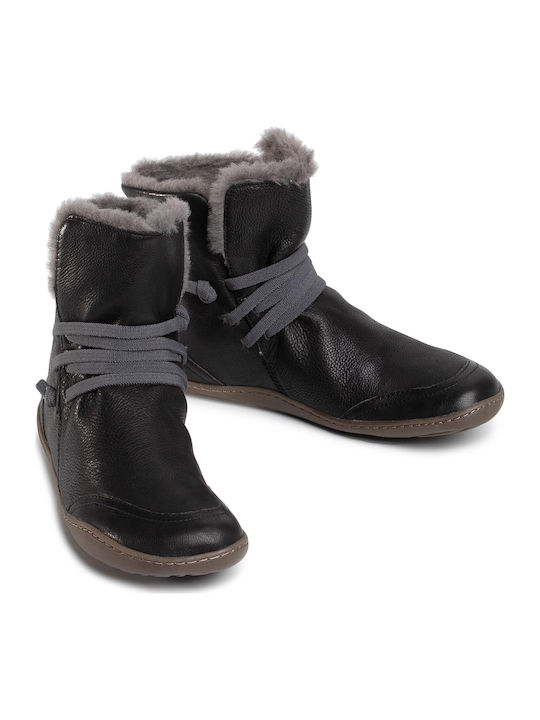 Peu Cami Leather Women's Ankle Boots with Fur Black