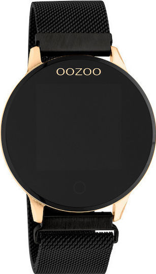 Oozoo Q00118 Stainless Steel 43mm Smartwatch with Heart Rate Monitor (Black / Gold)