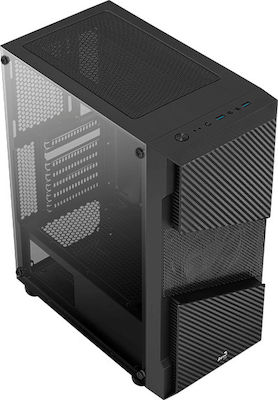 Aerocool Menace Saturn FRGB v1 Gaming Midi Tower Κουτί Υπολογιστή με Πλαϊνό Παράθυρο Μαύρο