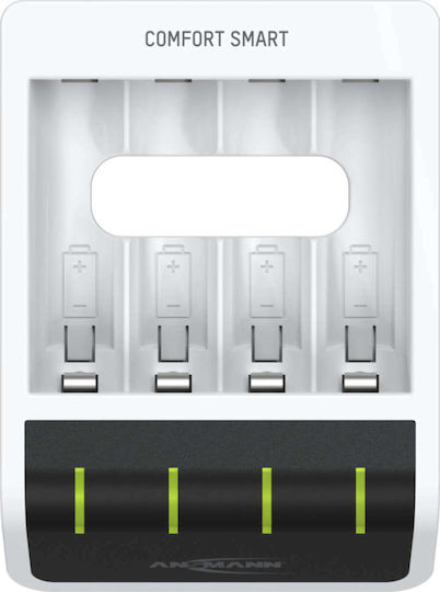 Ansmann Comfort Smart USB Зарядно 4 за батерии Ni-MH Размер AA/AAA в Черен цвят