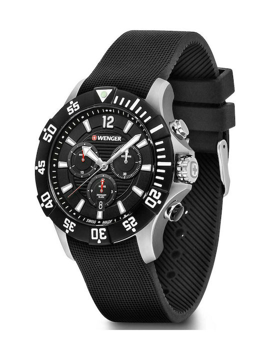 Wenger Seaforce Chrono Watch Chronograph Battery with Black Rubber Strap