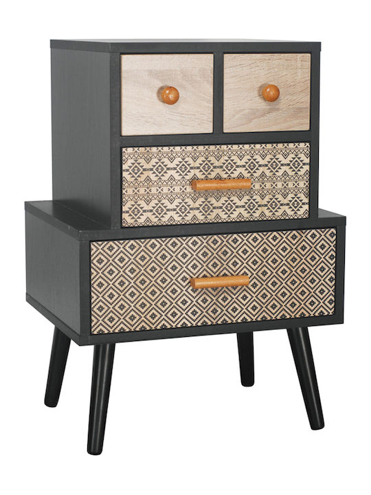 Noptieră Tribal Negru 45x35x64.5cm