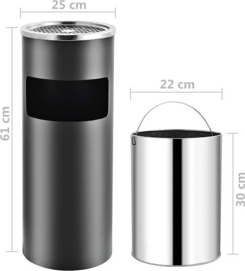vidaXL Metallic Waste Bin 30lt Gray