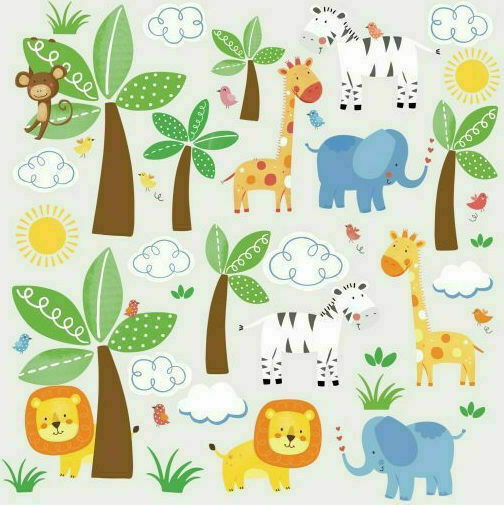 RoomMates Decor Kids Wall Sticker Jungle Animals 47pcs