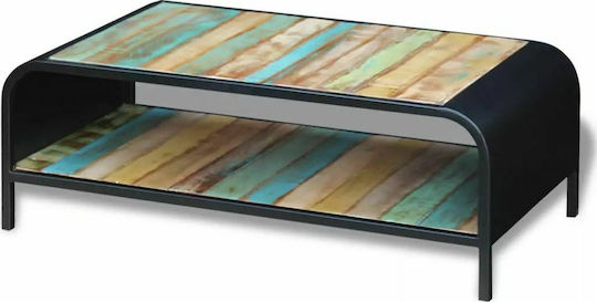 Central Rectangular Coffee Table from Solid Wood Multicolour M100xW50xH35cm