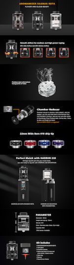 Steam Crave Aromamizer Ragnar Атомайзер за Електронни Цигари RDTA 18мл 35мм Черно