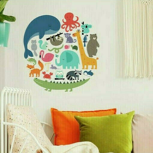 RoomMates Decor Kids Wall Sticker Animals-Globe 28pcs