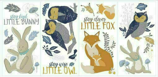 RoomMates Decor Kinder Wandsticker Wand Fuchs, Hase & Eule