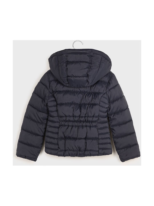 Mayoral Kids Quilted Jacket short Hooded Navy Blue