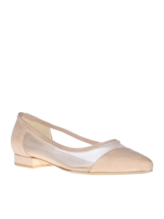 Envie Shoes Wildleder Damen Ballerinas Spitz zulaufend in Beige Farbe