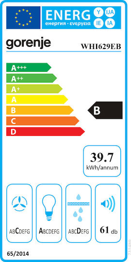 Gorenje WHI629EB Chimney Vent Hood 60cm Black