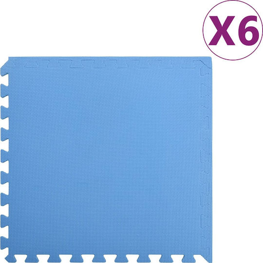 vidaXL EVA Gym Floor Puzzle Tatami Mat Blue 6pcs 60x60x1cm