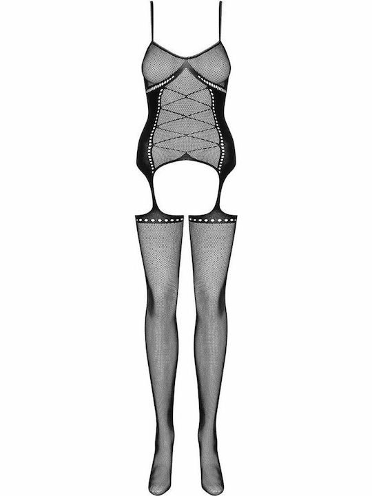 Obsessive G314 Sexy Bodystockings Gittermuster mit Offenem Schritt Schwarz