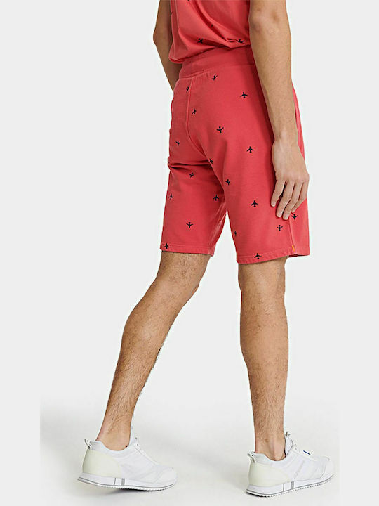 All Over Embroidered Men's Sports Print Shorts Red