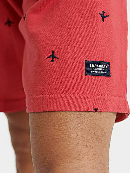 All Over Embroidered Men's Sports Print Shorts Red