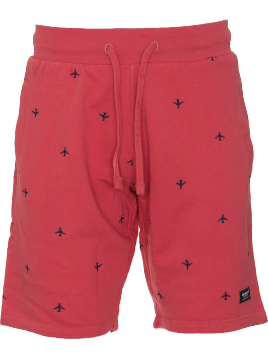All Over Embroidered Men's Sports Print Shorts Red