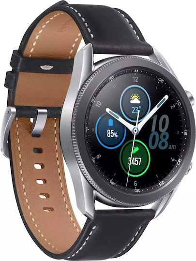 Samsung Galaxy Watch3 Stainless Steel 45mm Αδιάβροχο με Παλμογράφο (Mystic Silver)
