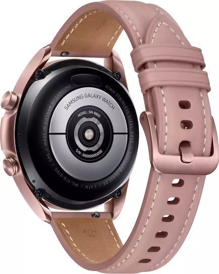 Samsung Galaxy Watch3 Stainless Steel 41mm Αδιάβροχο με Παλμογράφο (Mystic Bronze)