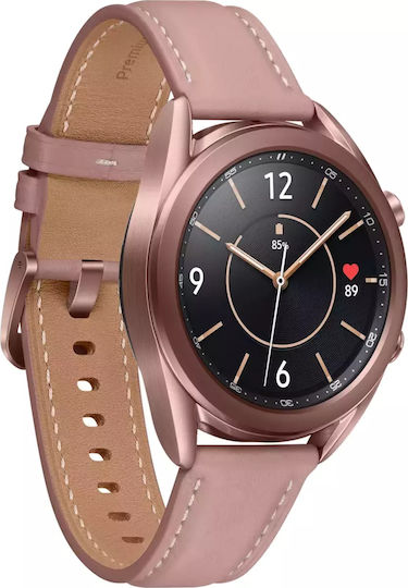 Samsung Galaxy Watch3 Stainless Steel 41mm Αδιάβροχο με Παλμογράφο (Mystic Bronze)