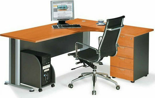 Ecke Professionelles Büro Superior Compact Holz Braun mit Metallbeinen 180x150x75cm