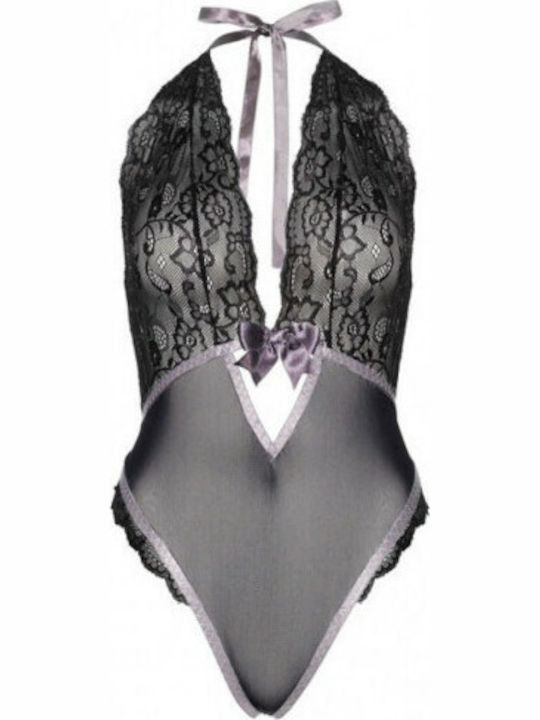 Leg Avenue Lace Halter Teddy Gray