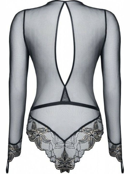 Demoniq Axelle Teddy Sexy Κορμάκι με Διαφάνεια & Δαντέλα Black