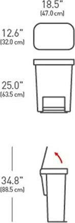 Simplehuman Plastic Waste Bin 45lt with Pedal Black