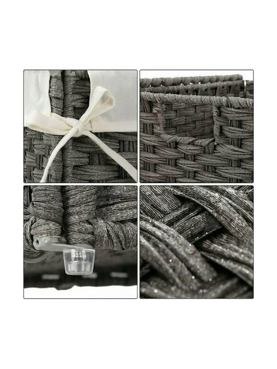 Songmics Wicker Collapsible Laundry Basket 90l with Lid 46x33x60cm Gray