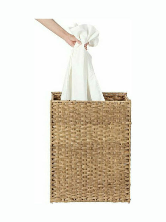 Songmics Wicker Collapsible Laundry Basket 90L with Lid 46x33x60cm Brown