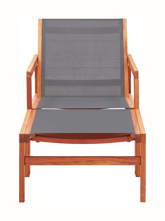 Deckchair Wooden with Textilene Fabric Gray 133x60x77.5cm.