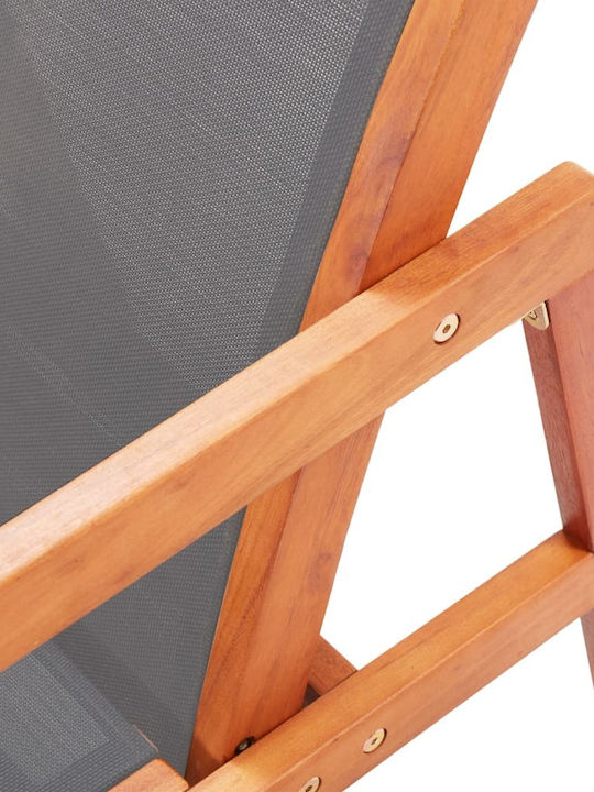 Deckchair Wooden with Textilene Fabric Gray 133x60x77.5cm.