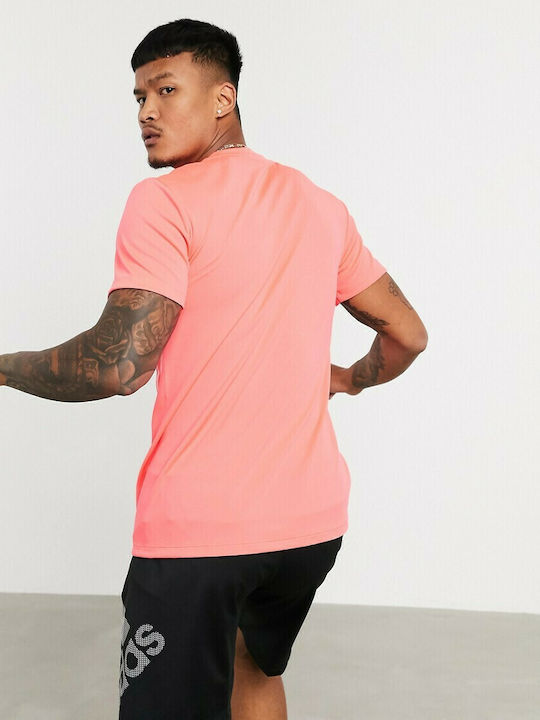 Adidas Training 3 Stripe Αθλητικό Ανδρικό T-shirt Ροζ Μονόχρωμο