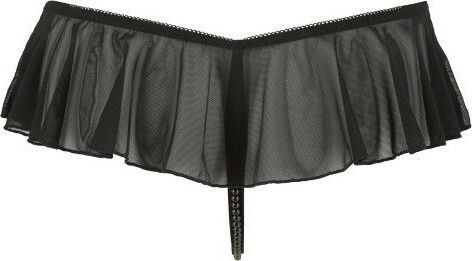 Cottelli Collection Flounced String with Pearl Necklace Femei Sexy Șir de caractere cu decupaje Black