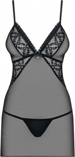 Obsessive Sexy Baby Dolls Set Mit Spitze & Transparenz Schwarz