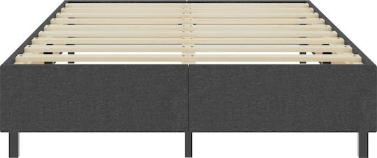 Легло King Size Облечено с Текстил Сиво Подходящо за Матрак 180x200см