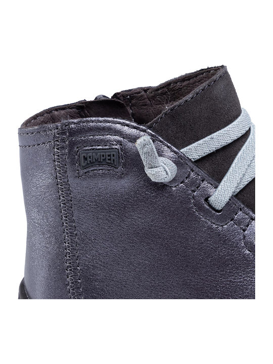 Peu Kids Leather Anatomic Boots with Lace Gray