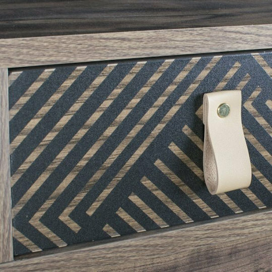 Sideboard Home Wooden with Drawers Black Grey Oak 90x39.5x75cm