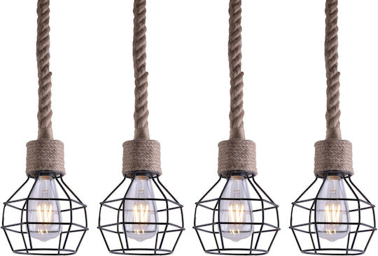 Home Lighting Reglabil Lustră Negru Calea ferată pentru 4 Becuri E27 85cm.