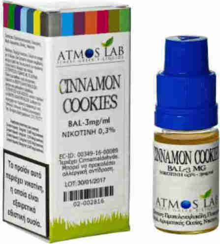 Atmoslab Fertige Nachfüllflüssigkeit Cinnamon Cookies mit Süß Geschmack 6mg 10ml
