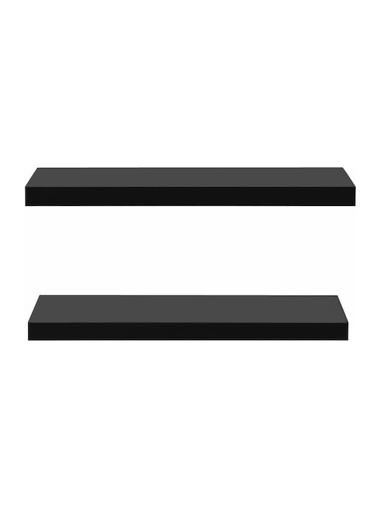 Shelves Wall S/2 Black 2pcs 80x20x3.8cm