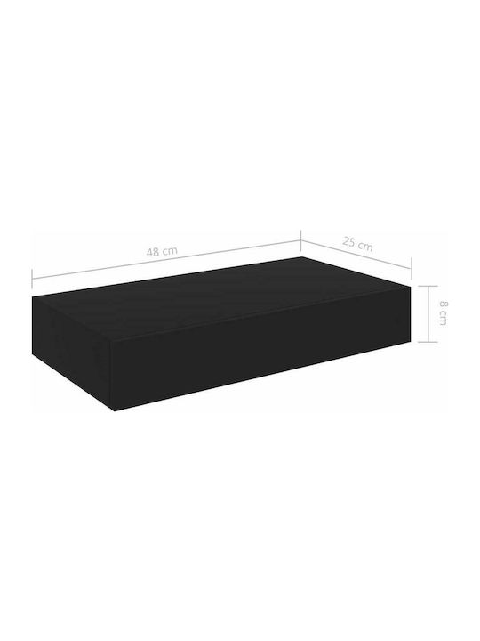 Ράφι Τοίχου Μαύρο 48x25x8εκ.