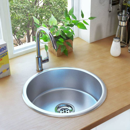 vidaXL Ένθετος Νεροχύτης Inox Brushed Μ42xΠ42cm Ασημί
