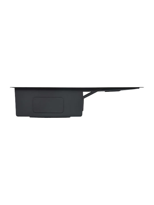 vidaXL Ένθετος Νεροχύτης Αριστερός Inox Brushed Μ87xΠ44cm Μαύρος