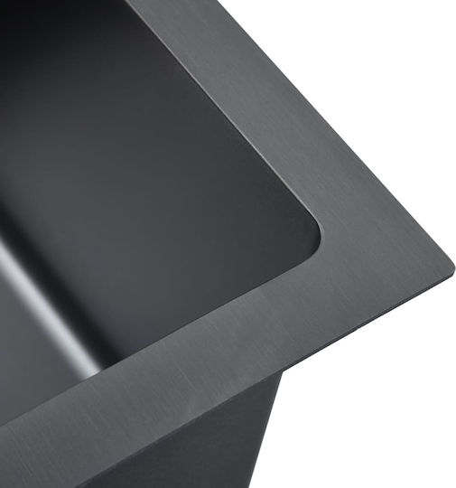 vidaXL Drop-In Sink Inox Brushed W44xD29cm Black