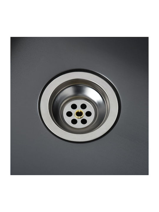 vidaXL Drop-In Мивка Inox Четкан Ш44xД29см Черен