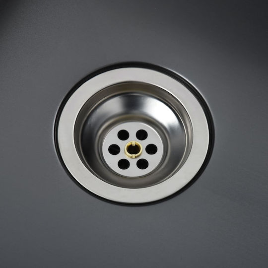 vidaXL Drop-In Sink Inox Brushed W44xD29cm Black