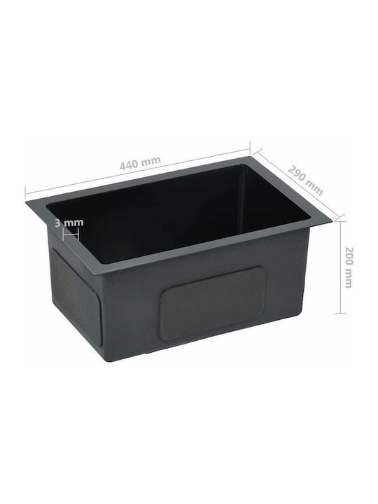 vidaXL Drop-In Мивка Inox Четкан Ш44xД29см Черен