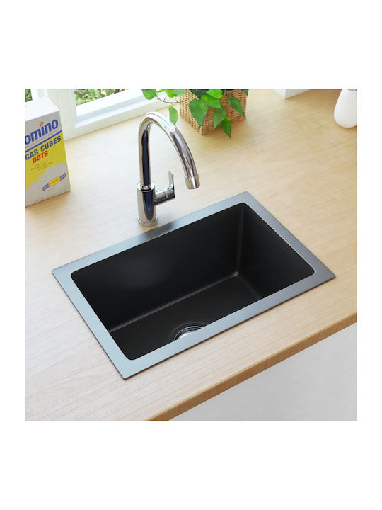 vidaXL Drop-In Мивка Inox Четкан Ш44xД29см Черен