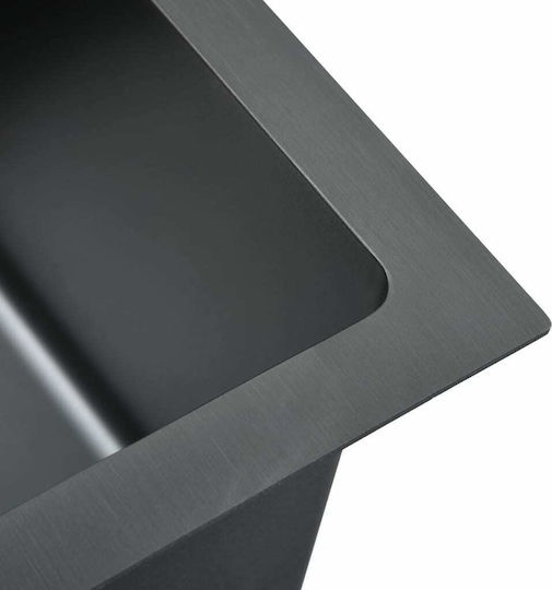 vidaXL Ένθετος Νεροχύτης Inox Brushed Μ59xΠ44cm Μαύρος